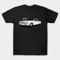 Men Black Print T-shirt 64 Impala No-Cut Heat Transfer Print Cotton Tshirt L juoda