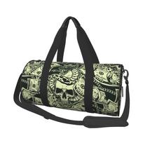 Sports Duffel Bags Roses and Skull Dollars Gym Bag Overnight Workout Travel Tote Luggage for Men Women Yoga
