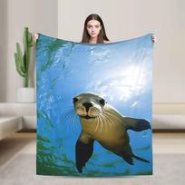 Seal Sea Flannel Blanket Girl  Super Soft Bedding Throws Winter Home Decor Bedspread Sofa Bed Cover 130x150cm