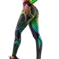 Sexy Women Printing Gym Workout Leggings Stretchy Breathable Pants Trousers XL žalia