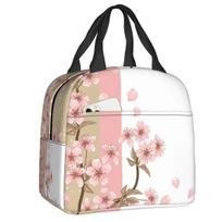 Cherry Blossom Japanese Style Insulated Lunch Bag for Women Sakura Floral Flowers Cooler Thermal Lunch Box Office Picnic Travel S įvairiaspalvis