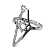 Hollow Megan David Star Israel Map Open Ring for Women Men Stainless Steel Silver Color Je Resizable Finger Rings Jewelry resizable