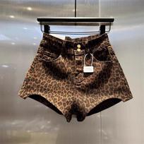 Leopard-print High-waisted Fitted Denim Shorts For Hot Girls, Sexy And Trendy S leopardo rašto spalva