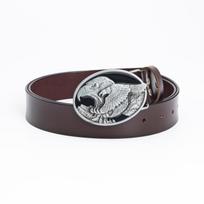 Mongolian Traditional Style Cowhide Eagle Belt, Retro Wide Design for Jeans (3.8 cm) 90 cm