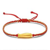 Golden 999 Koi Luck Bead Ornament with Five-Color Woven Rope from Putuo Mountain