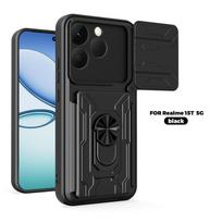 For OPPO Realme 15T 5G Hidden Card Slot Slide Lens Protect Armor Shockproof Phone Case Coque For Realme 15T 5G Ring Holder Cover For Realme 15T 5G juoda
