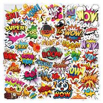 55-Piece Waterproof Cartoon Graffiti Sticker Set for Motorcycles, Suitcases, and Refrigerators black