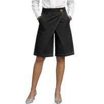 Stretchy Denim Bermuda Shorts for Women, High Waisted Knee Length Jeans Shorts, Button Baggy Loose Jorts with Pockets Size#M juoda