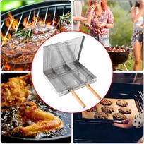 Grill Basket BBQ Fish Grilling Movable Dividers Portable Clip Net for Party