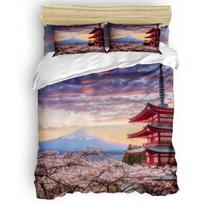 Pale Pink Duvet Cover Set, Sakura Branch with Cherry Flowers Tender Japanese Spring, Decorative 3 Piece Bedding Set , King Size EU single(135x200cm)