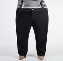 Plus Size Men's Straight-Leg High-Waisted Denim Trousers with High Elasticity 30