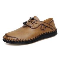 Hot Sale Male Loafers New Handmade Leather Mens Casual Shoes Comfortable Slip on Flats Moccasins Driving Shoes Treking Footwear 38 chaki