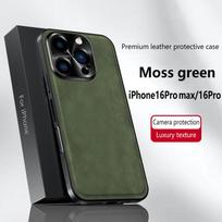 Prabangus PU odinis dėklas Apple iPhone 16e 16 15 14 13 12 11 Pro Max Plus Magsafe magnetinis objektyvo apsauginis smūgiams atsparus dangtelis PU Leather&iPhone 16e žalia