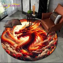 Naujas Kinų stiliaus svajingas drakonas animacinis apvalus kilimas-takelis miegamojo, svetainės, sofos dekoravimui, naminių gyvūnėlių dekoras grindų kilimėlis Diameter 60cm