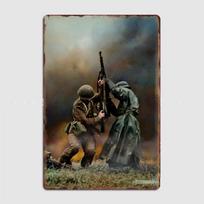 Lenkų ir nacių kareivis, Mlavos mūšis Retro plakatas Metalinis ženklas Individualus skardinis Sienos Garažo Svetainės Dekoravimas Vintažinis Namų Dekoravimas 20x30cm（7.8x11.8inch）
