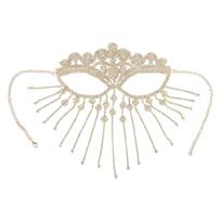Indian Tassels Veil Mask for Face Women Rhinestones Face Mask Masquerade Dance
