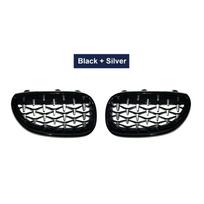A Pair Car Racing Grill Diamond Kidney Grille For BMW E60 E61 550I 535I M5 2004-2009 Front Bumper Grilles Meteor Style Grills Black and Silver