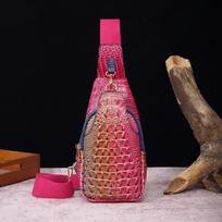 European and American Retro Fashion Wide Shoulder Strap Women's Chest Bag Waist Bag Crossbody Bag Crocodile Pattern Brahmin