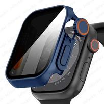 Case For apple watch Apple Watch Series9/8/7/6/5/4 SE 44 45 41 40mm change to Ultra Privacy Tempered Glass Screen Protector case Series 789 45mm mėlyna