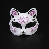 Japoniška kaukė Pusiau veido, rankomis dažyta katės lapės kaukė Anime kaukė Helovino festivalio Cosplay rekvizitai white
