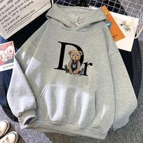 Unisex Fleece-Lined Teddy Bear Hoodie with Kangaroo Pocket XXXL