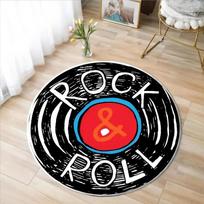 Printed Vinyl Music Record Carpet Machine Washable Rug Gift for Music Lovers Rug Retro Vinyl Record Round Rug Non Slip Mat 60cm