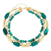 Stylish Geometric Multiple Layer Bead Necklace For Women Fashion Jewelry With Resin Accent Layer Designs For Daily Wear žalia