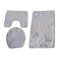 3Pcs Bathroom Rugs Set Soft AntiSlip Doormat Carpets Pedestal Rug for Toilet pilka spalva