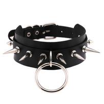 Black Spike Choker Goth  Punk Harajuku  Collar Belt Necklace Pu Leather Chocker  Cosplay Club Party  Festival Jewelry High Quality