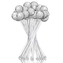 24 Pcs Disco Balls Cocktail Stirrers Plastic Round Top Swizzle Sticks Cake Mirror Ball for Home Bar Coffee Shop Use