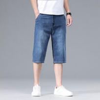 Men's Fashionable Denim Capri Shorts 32 džinsinio mėlyna spalva