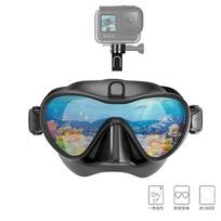 New GoPro mount, adjustable viewing angle, floating diving mask, diving goggles, respirator, four-piece set of swimming equipment M1368 black