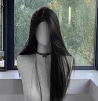 Black Wig for Women Long Straight Hair Headband Lace Front Wig Cosplay Temperament for Daily Use Lolita Black Synthetic Wigs juoda