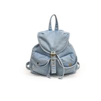 Casual Denim Flip Backpack Women Mochilas Daypack Ladies Vintage Travel Bag Girls School Bags Anti-Theft Rucksack for Woman Sac 31x11x32cm šviesiai mėlyna spalva