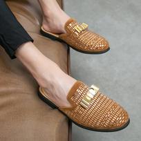 Luxury Designer Men's Rhinestone Bowtie Sandals Half Sequin Shoes For Men Mules Casual Shoes Penny Loafter Loafers Slippers 38