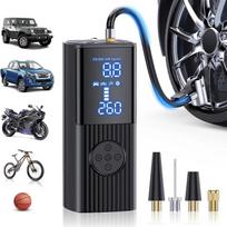 Nešiojamas padangų pripūtiklis, oro kompresorius, 150 PSI nešiojama oro pompa automobilių padangoms, LED slėgio ekranas, 3 kartus greitesnis pripūtimas, nešiojama oro pompa automobiliui 6000mAh juoda