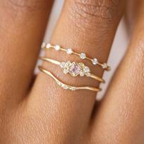 Sanjie TEMU Gold Ring Set: Stylish 3-Piece Fashion Jewelry for Women Size 6