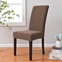 Jacquard Elastic High-Back Chair Cover: Dustproof, Universal Fit for Dining Chairs M (Height 45-60cm) kupranugario ruda spalva