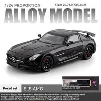 1/24 Metalinis lietas Benz SLS-AMG sportinio automobilio modelis Kolekcionuojami papuošalai Vaikams Žaislinis automobilis Berniukams Šventinė dovana Gimtadienio dovana juoda