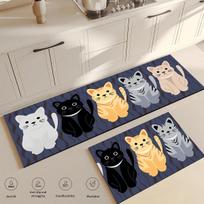 Cat Long Non-slip Kitchen Rugs Bedroom Decorative Rug, Kitchen Mat for LivingRoom, Laundry Room, Entry Door, Home Floor Carpet 40cmx60cm 1pc