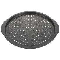 15Inch Oven Safe Pizza Pan Perforated Carbon Steel Nonstick Coating Baking Sheet with Handle Uniform Cooking Tray 1 gray