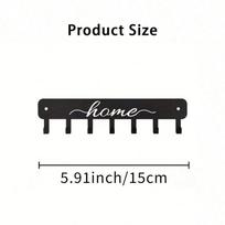 Wall Mounted Key Holder 7 Hooks Black Powder Coated Heavy Duty Key Organizer Space Saving Entryway Decor TY-100901