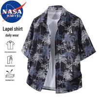 NASA MARVEL Men's Summer Loose Lapel Short Sleeve Shirt XL