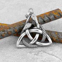 Nordic Viking Snake Necklace Stainless Steel Double Snake Odin Pendant Hip Hop Jewelry for Men