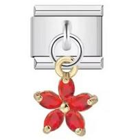 Five-Petal Flower Grass Pendant, Italian Charm, Stainless Steel Bracelet Jewelry white