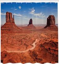 Desert Canyon Shower Curtain with Hooks – Monument Valley, Arizona Wild West Landscape, National Park Bathroom Decor 90x180cm35x71in