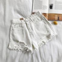 Women's ripped denim shorts 2026 summer new style high-waisted loose slimming Korean version wide-leg versatile frayed hot pants trendy S balta