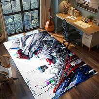 Gundam Large Floor Mat Non Slip Washable Area Rug Bedroom Gamer Room Decor 60x90cm