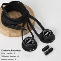 1pair Quick-Adjust No-Tie Laces Hands-Free Lazy Shoelace Fashion Rotating Buttons Laces  Women Black Sport