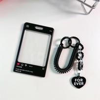 Mielas kortelių laikiklis raktų pakabukas nuotraukų kortelių dėklas Kpop stabas atvirukų apsauginis maišelis autobusų studentų ID kortelių dėklai pakabukas Kawaii raštinės reikmenys geltona
